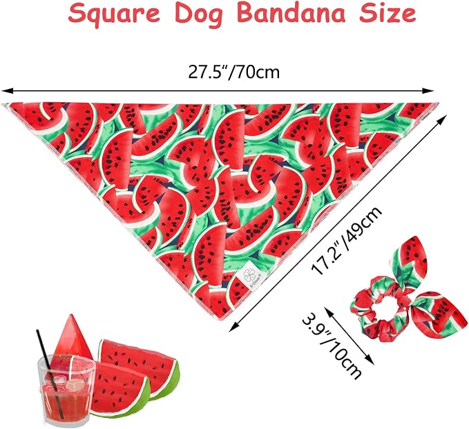 E-Clover Summer Dog Bandanas Girl Matching Dog Bandana and Scrunchie Large, Large-set of 1, Large