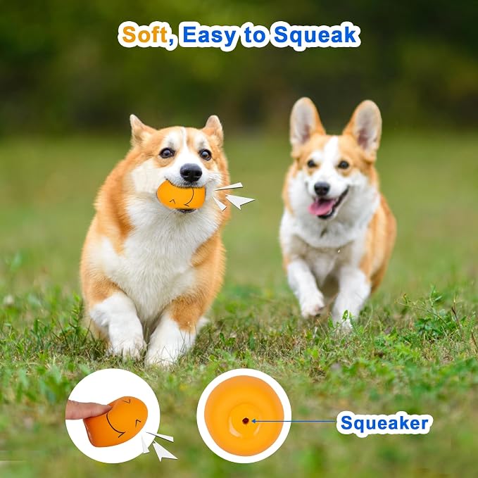 Dog Squeaky Toy, Latex Bouncy Egg Balls Squeaker for Small Dogs, Puppy Durable Rubber Squeak Balls for Teddy Interactive Fetch Play (6 PCS)…