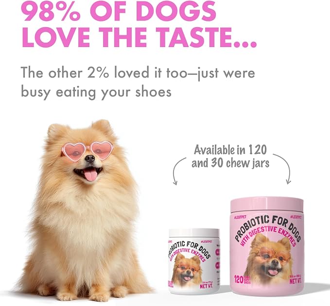 Probiotics for Dogs Natural Digestive Enzymes Prebiotics for Allergy Itch Relief Gut Flora Coprophagia Bowel Support Treatment Anti Diarrhea for Dogs Pet Health Immune System Support 120 Soft Chews
