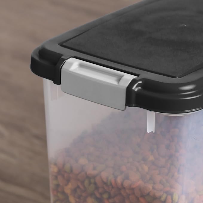 IRIS USA Dog Food Container & Slow Feeder Bowl, Up to 30 lbs, Black