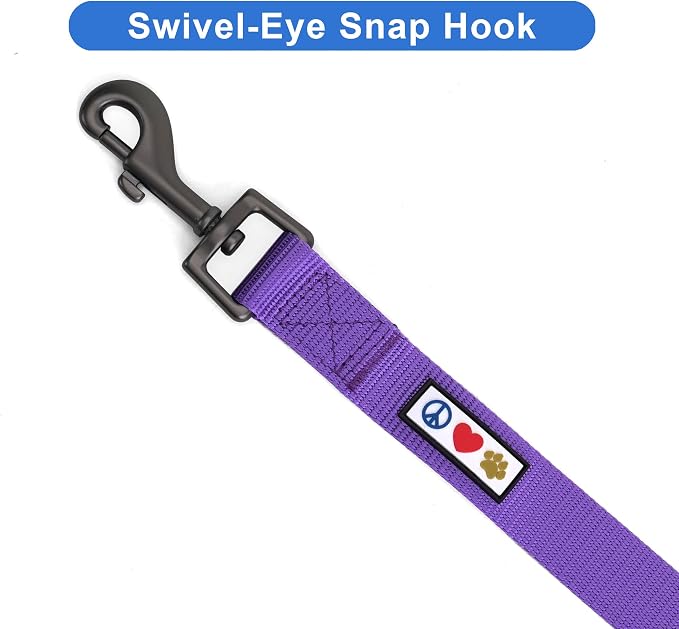 Pawtitas Solid 6 ft Purple Dog Leash XXS/Cat Custom Name and Phone Embroidery Strong Nylon Leash for Small Breeds