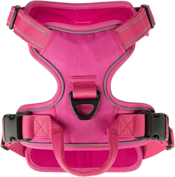 Voyager Dual Attachment No Pull Harness - Fuchsia, X-Large | 28 - 37" in Chest, No Pull Dog Harness, Fully Adjustable, 3M Reflective Technology, Front & Back D-Rings, Walking & Training