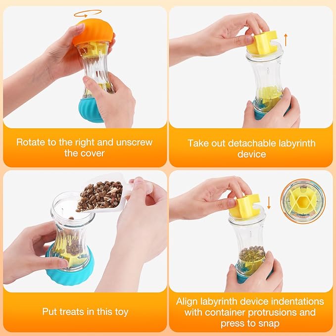 LED Interactive Cat Puzzle Toys Rechargeable, Treat Dispensing cat Toy, Cat Treat Dispenser, Treat Dispensing Slow Feeder