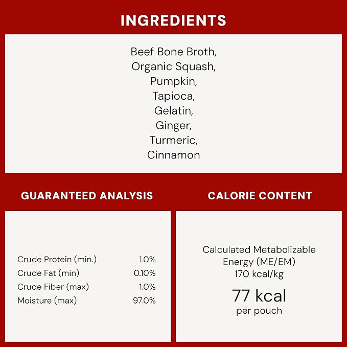 Stella & Chewy's Human-Grade Grass-Fed Beef Bone Broth for Dogs - Joint & Gut Health Liquid Food Topper with Collagen & Turmeric, 16 Fl Oz Resealable Pouch (Pack of 6)