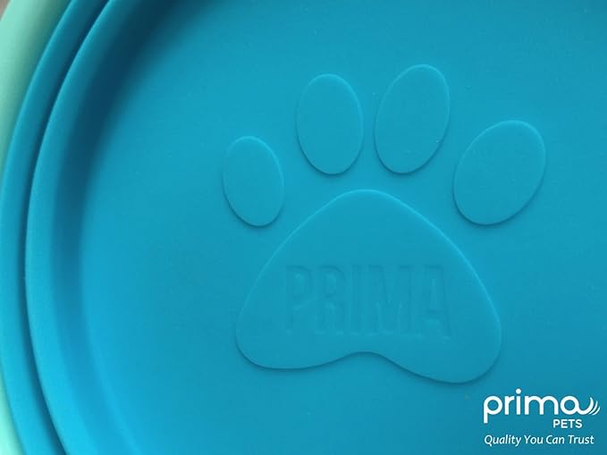 Prima Pet Expandable Collapsible Silicone Bowl with Clip, 1.5 Cups, Aqua