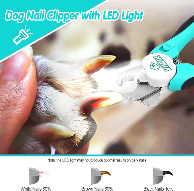 VIWIK 2-in-1 Dog Nail Trimmers with LED Light, Blue