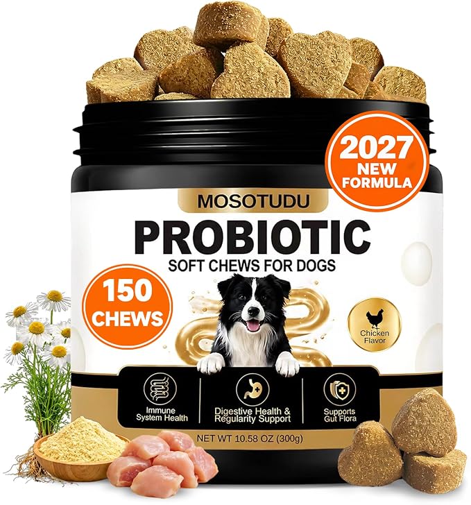 Probiotics for Dogs - Gut Health, Immune Support, Diarrhea, Gas & Constipation Care | with Prebiotics, Digestive Enzymes & Pumpkin - Dog Probiotic Soft Chews, 150 Count