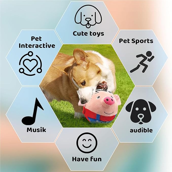 Interactive Dog Toys,Active Moving Pet Plush Toy with Recording and Music Modes,Jumping Squeaky Song shaking Interactive Dog Ball,Rechargeable Dog Toys to Keep Them Busy,Animal Plush Pet Toy(Elephant)