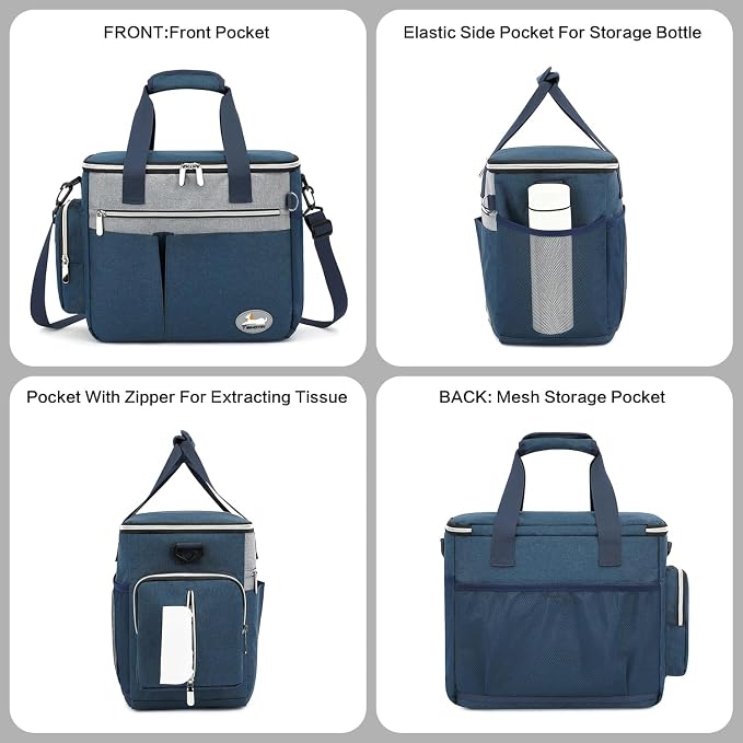 Dog Travel Bag 7-Piece Set with Food Containers, Bowls & Treat Pouch, Navy Blue