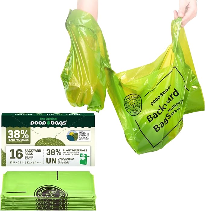 The Original Poop Bags® Doggie Poop Bags, 38% Plant Based & 62% PE Dog Poop Bags For Dogs, Dog Poop Bag Refills, 16 Counts Dog Poop Bags Rolls, Dog Bag, Dog Waste Bags, Unscented Doggy Poop Bags