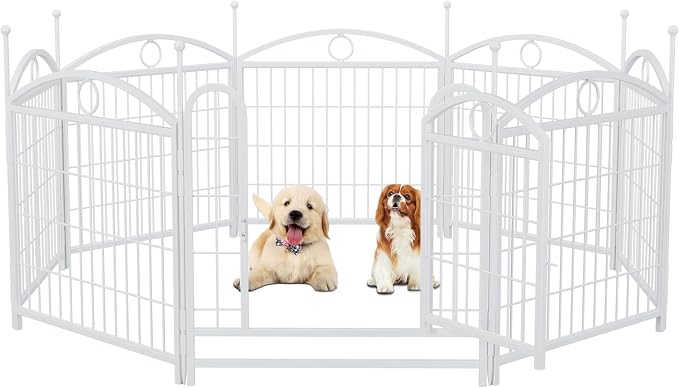Dog Playpen Indoor 24 Inch 8 Panels Metal Dog Pen, Heavy Duty Pet Fence for Puppies and Adult Dogs, Foldable Exercise Pen with Secure Door, Durable Steel Construction for Indoor do