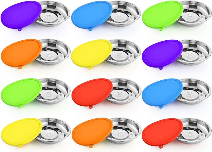 Patelai 24 Pcs Stainless Steel Dog Bowls with Silicone Lids
