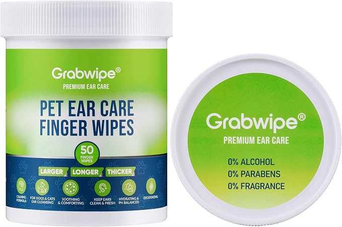 Dog Ear Wipes, Finger Design, Large Easy Fit, 50 Ct