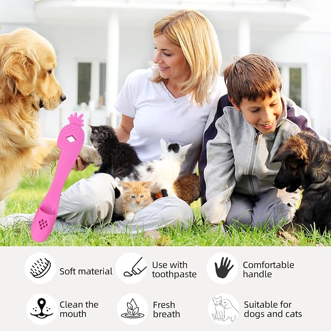 Pink Pineapple-Shaped Dog Finger Toothbrush 5.98in/15.2cm | Anti-Slip&Anti-Fall,Soft TPR,Dog Finger Toothbrush Cover,Cat Finger Toothbrush,Pet Dental Care Toothbrush for Dogs and Cats