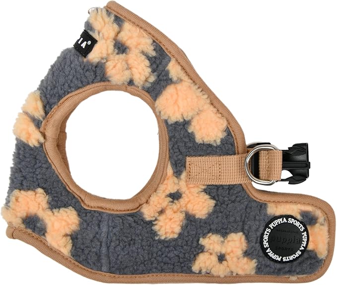 Puppia Ren Vest Dog Harness Step-in Warm Winter Flower Pattern for Small and Medium Dog, Beige, Small