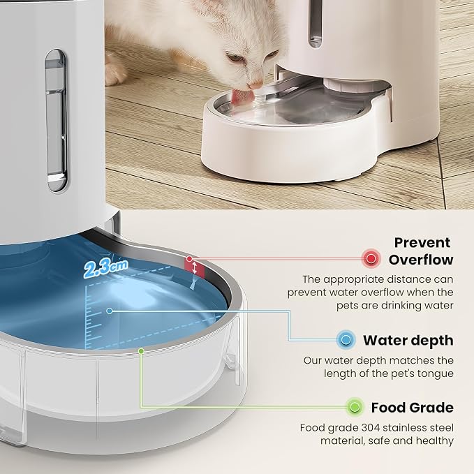 CZPET 4L Pet Water Dispenser Without Electricity Unplugged Automatic Water Bowl Dispenser Gravity Water, 4L, White