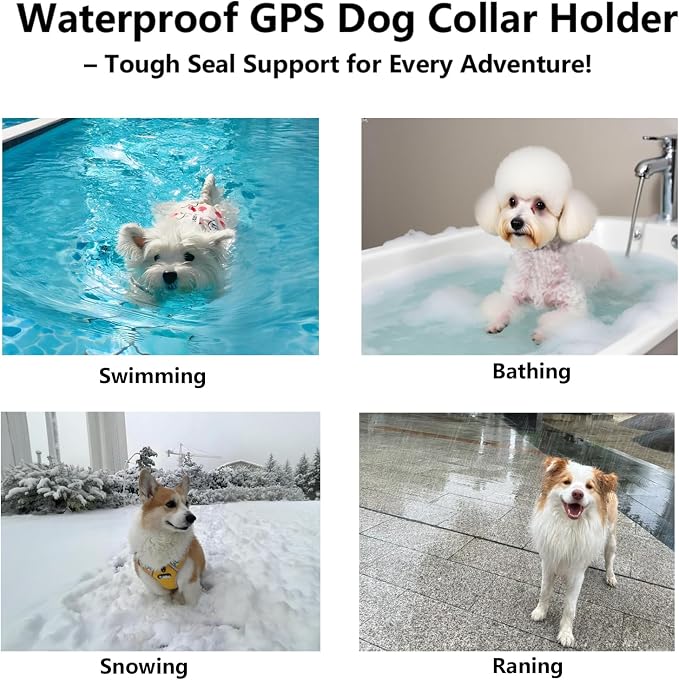 Air Tags Dog Collar, Waterproof Pet Collar with Air-Tag Chip for Apple Find My (iOS only) (Black, L)