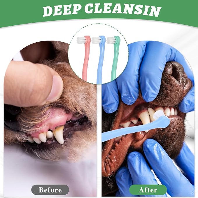 6PCS Small Dog & Cat Toothbrush, Mini Head Soft Dog Cat Tooth Brush Pet Toothbrush Puppy Tooth Brushing Kit, Mini Head Soft Brush for Dogs Tooths Cleaner Care for Small to Large Dogs Cats Portable