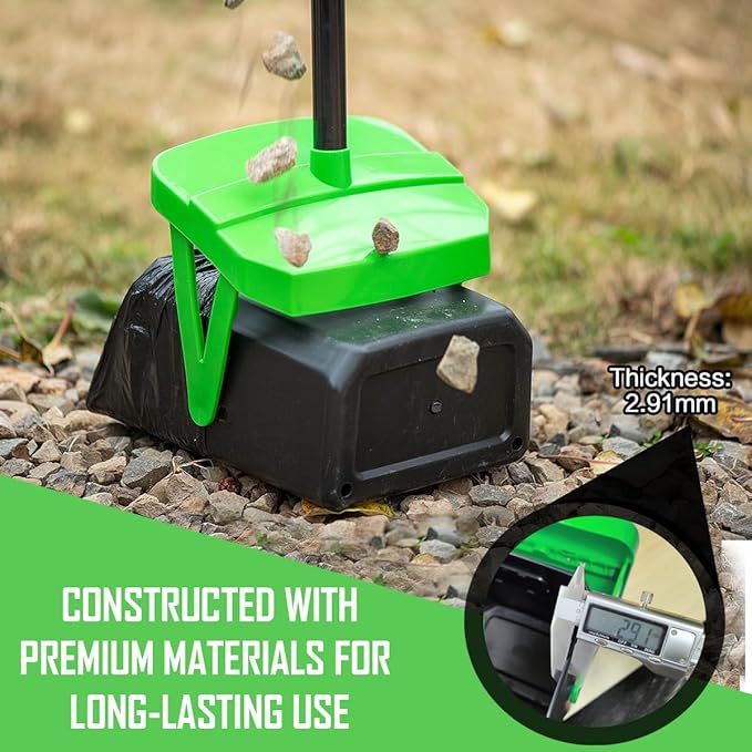 FUSBUNTY Pooper Scooper Swivel Bin & Rake with 100 Waste Bags, Dog Pooper Scooper with Bag Attachment for Large Medium Small Dogs, Poop Scooper with Lid for Lawn Yard Dog Kennel