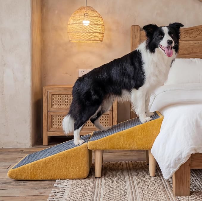 3-in-1 Dog Ramp 18.9"×17.7"×18.9" with Storage – Pet Stairs for Senior & Injured Dogs & Cats, Hidden Storage Footstool, Ottoman Anti-Slip, Supports 220 lbs for Beds & Sofas