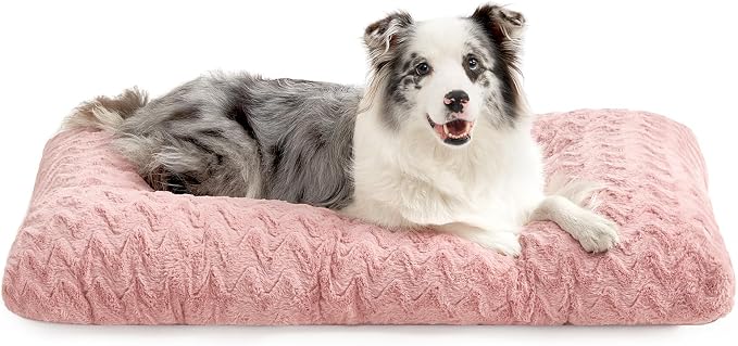 EHEYCIGA Washable Large Dog Bed for Crate, 36x27 Inch Pet Bed, Pink