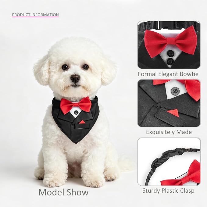 Popular Pet Party Suit Tuxedo Collar, Small, Black