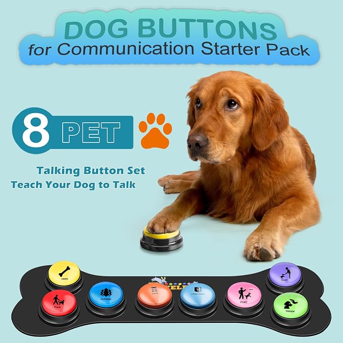 Dog Buttons for Communication Starter Pack, 8 Pcs