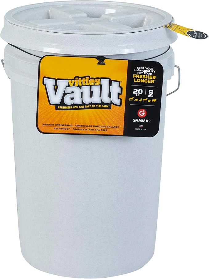 Gamma2 Vittles Vault Dog Food Storage Container, 20 Pounds, Polyethylene, gray