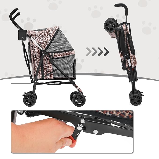 MoNiBloom Pet Stroller - Leopard Print