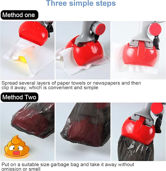 Pet Poop Scooper, Portable Waste Cleaner Pet Toilet Picker Dog Cat Poop Picker with High Strength Materials and Springs(Red) Pooper Scoopers