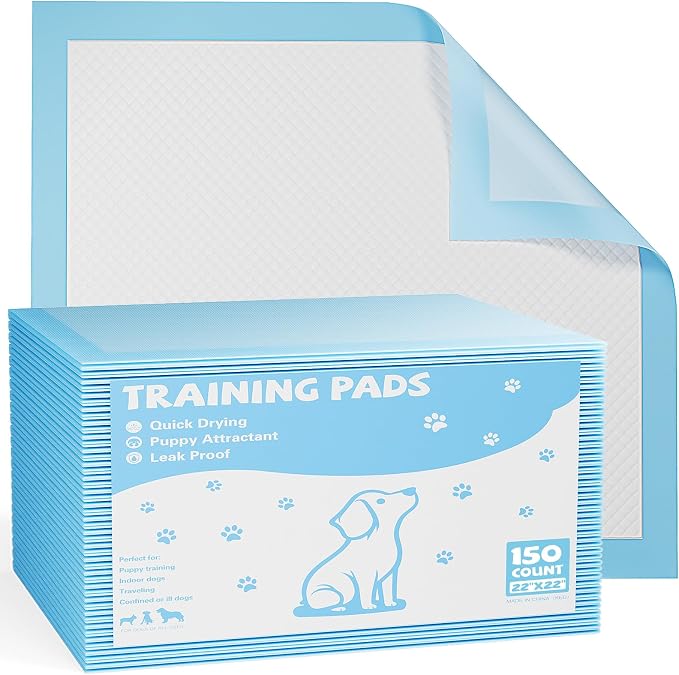 NEWBULIG Puppy Pee Pads, 100 Count Dog Potty Wee Training Pads, 22"x22" Disposable, Super Absorbent 6-Layer Leak-Proof, Quick-Dry Surface, Indoor & Outdoor Use