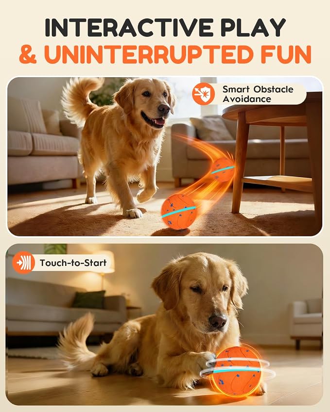 osou Smart Interactive Dog Toys, Automatic Moving & Bouncing Dog Ball | Motion-Activated, Auto-Off, Irregular Moving, Durable & Waterproof E-TPU Outershell for Medium & Large Dog Breeds