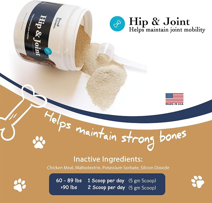 Hip and Joint Food Supplement for Dogs, Medium Breeds- Glucosamine and Chondroitin Powder with Green Lipped Mussel - Pain, Inflammation Relief with Vitamins - Senior Health Supplies for Arthritis