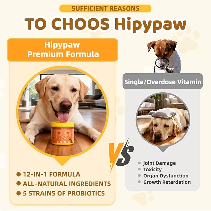 12-in-1 Dog Multivitamin Chewable: Dog Vitamins & Supplements with Chondroitin Glucosmine Probiotics Omega 3 Cod Liver Oil CoQ10 Astaxanthin for Joint Gut Heart Eye Brain Immune Support