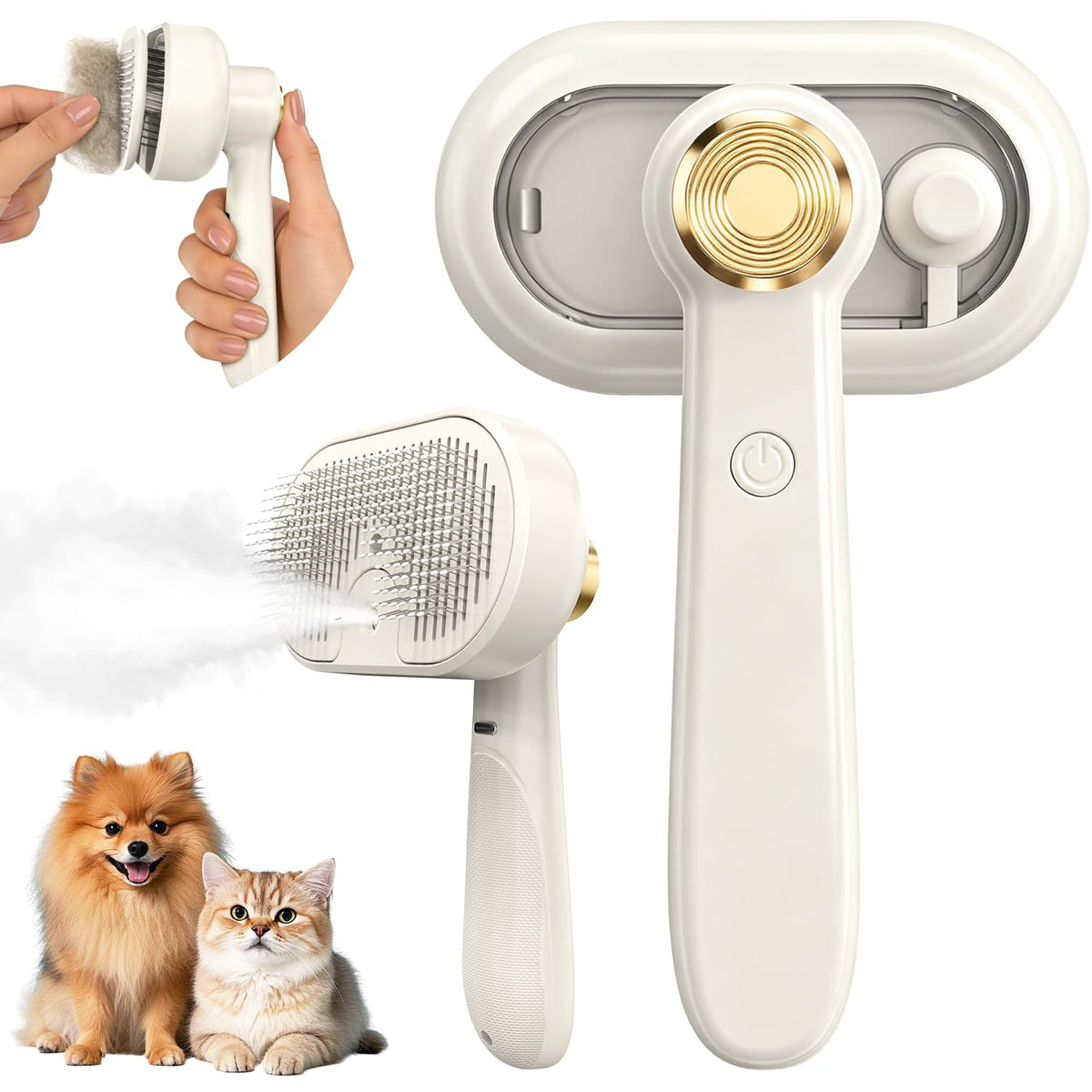 Glendan Pet Steam Brush for Dogs & Cats