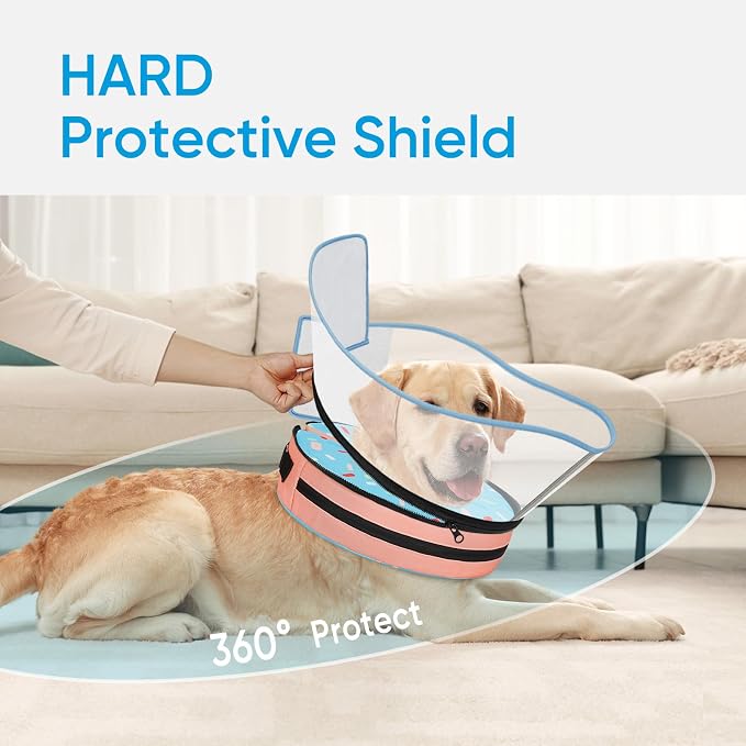 Supet Sponge Dog Cone Collar Stop Licking After Surgery, Dog Donut Collar | Adjustable Dog Recovery Collar Alternative, Detachable Shield, Soft, Comfy Cone, Neck Pillow for Large Dogs