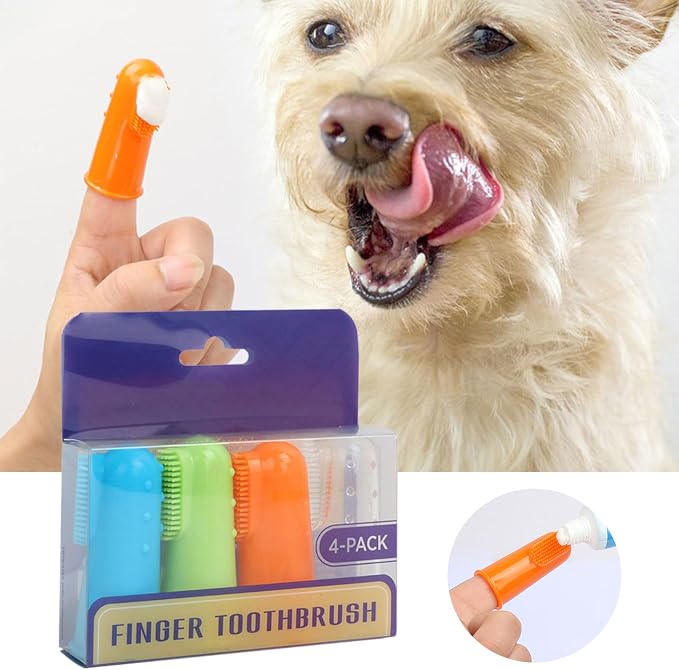 4pcs Pet Finger Toothbrush Brush Addition Bad Breath Teeth Care Mouth Dog Teeth Care Supplies Toothbrushes for Dogs Soft Handhold