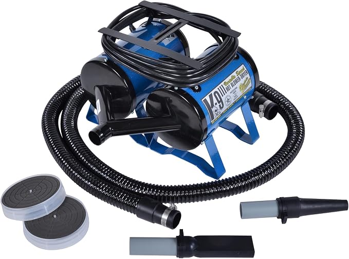 Electric Cleaner Company ECC K-9 III Variable Speed Dog Dryer - High Velocity Blow Dryer for Pets, Metallic Blue