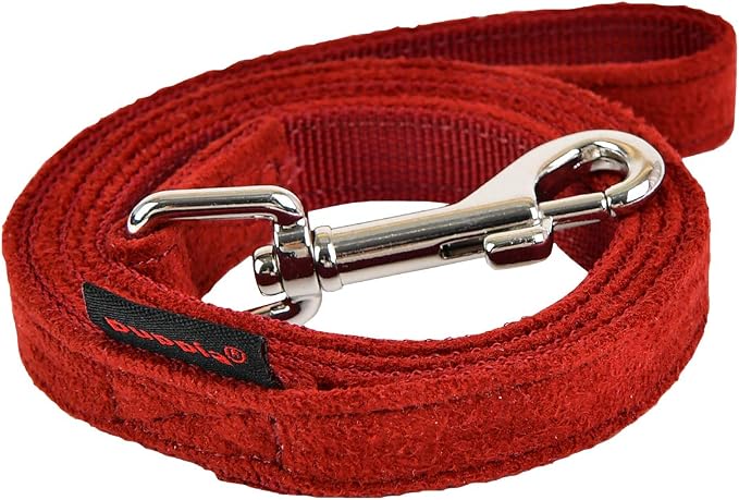 Puppia Terry Dog Leash Suede 4.6 ft, Wine, Medium