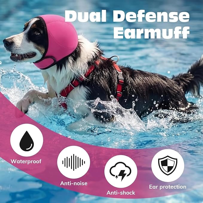 2PCS No Flap Ear Wraps for Dogs, Dog Ear Muffs Noise Protection, Adjustable Calming Dog Ear Protection