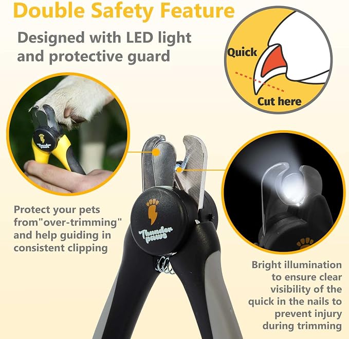 LED Dog Nail Clippers with Protective Guard - Grey