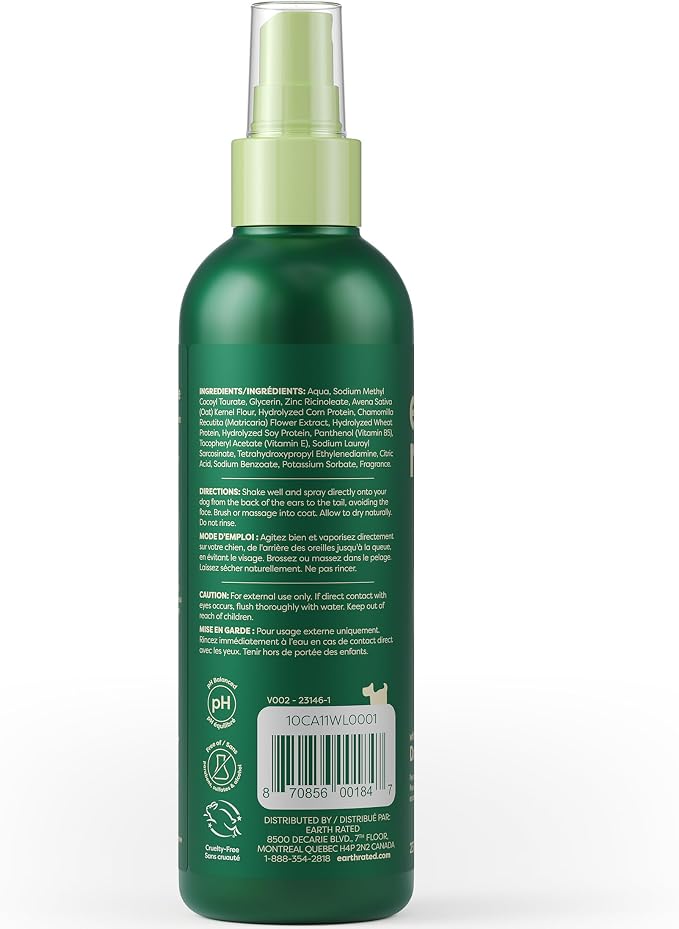 Earth Rated Dog Deodorizing Refresh Mist Spray, White Tea & Basil, 8oz | Conditioner Spray, Odor-Eliminating Perfume for Dogs, for All Coat Types