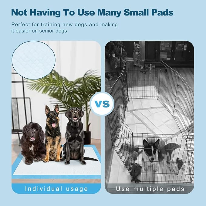 Boscute Enormous Size 54"x37" Pee Pads for Large Dogs, Heavy Absorbent Quick Dry Disposable Puppy Pee Pads, Thicken Strong Leak-Proof Backing Disposable Dog Pads (150 Counts)