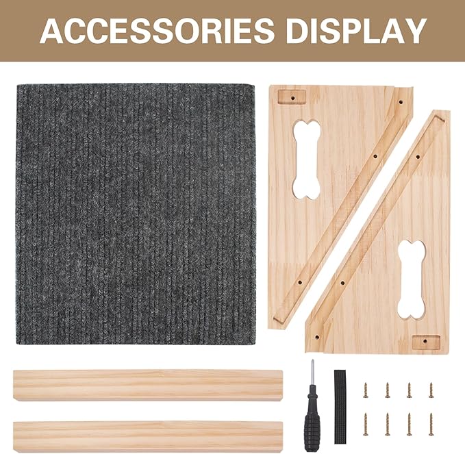 Dog Ramp for Stairs, Wooden Low-Angled Pet Ramps with Anti-Slip Carpet Surface, Step and Stair Assist for Small Medium Dog & Cats, Injured & Aged Pets (2 Pack)