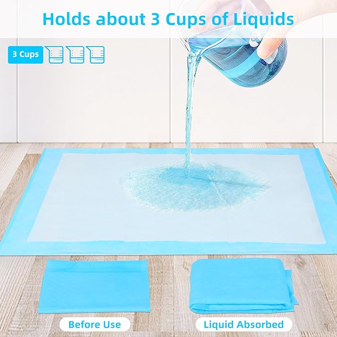 Super-Absorbent Waterproof Dog and Puppy Pet Training Pad, Housebreaking Pet Pad,Blue (28"X44"(100PCS))
