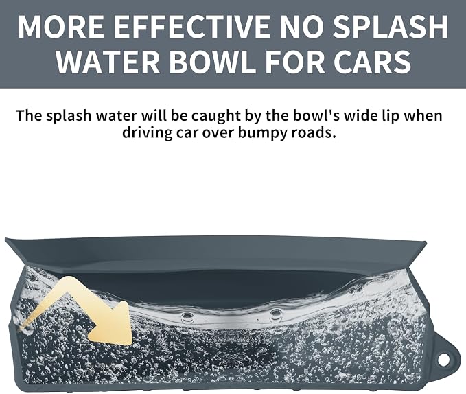 SLSON Spill Proof Dog Water Bowl for Cars, Dark Grey