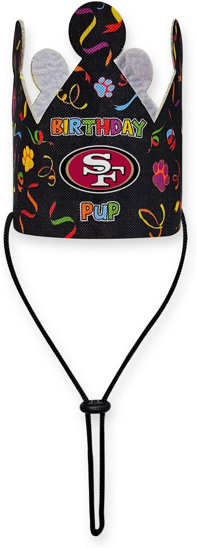 NFL SAN Francisco 49ERS Dog Birthday Party Set 10pcs with 1 Football Bandana Large/X-Large, 1 Crown Hat, 1 Banner, 1 Birthday Cake Toy & 6 B-Day Balloons, Dog Birthday Set, Costume, Fun Doggie Pawty