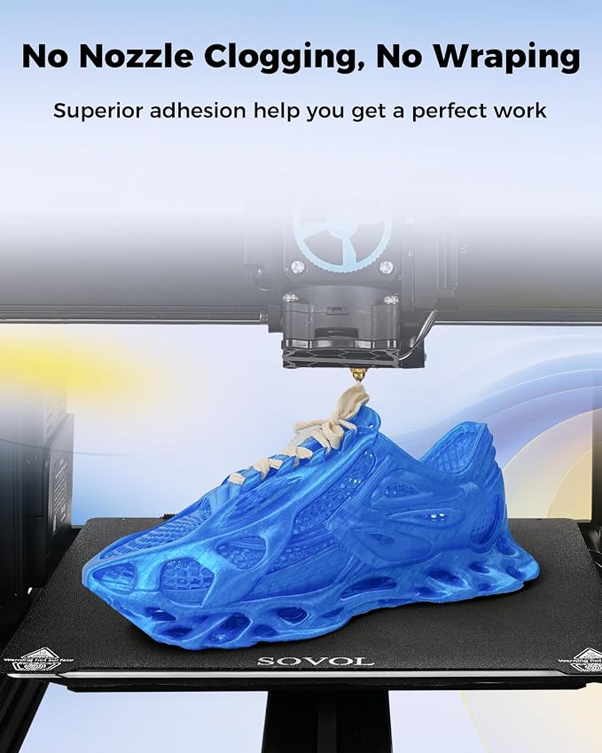 Sovol TPU Filament 1.75mm, 95A Soft TPU Flexible 3D Printer Filament with High Elasticity, 1kg (2.2lbs), Dimensional Accuracy +/- 0.03 mm, Fit Most FDM Printer, Clear Blue