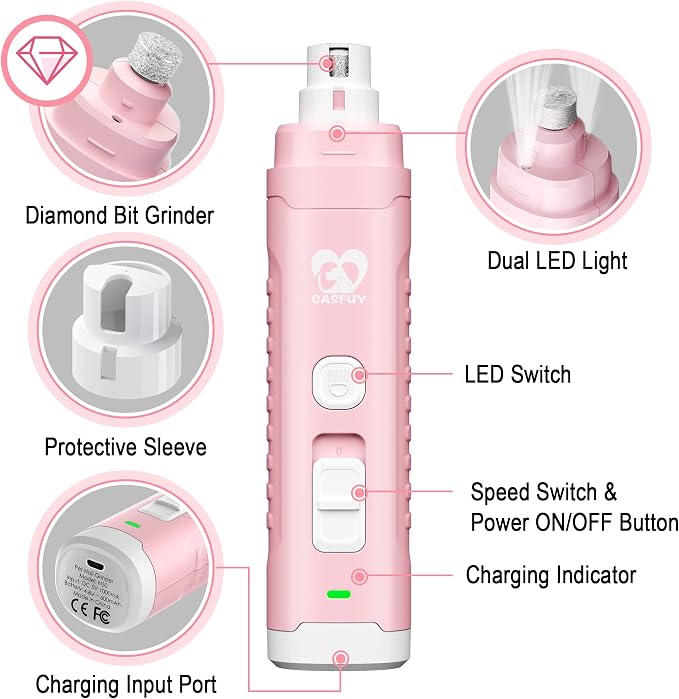 Casfuy 3X More Powerful 2-Speed Dog Nail Grinder