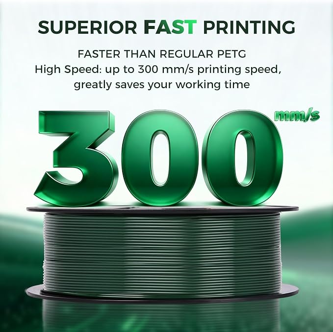 Sovol 3D Printer Rapid PETG Filament 1.75mm 1KG (2.2lbs), High Precision, Strong Toughness, Wiring Tightness, Dimensional Accuracy +/- 0.03 mm, 3D Printing High Speed PETG Filaments, Olive Green